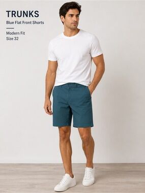 TRUNKS Blue Flat Front Shorts comfort casual Modern Fit/size 32